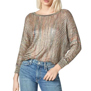 Joie Bahia Linen Blend Open Knit Dolman Sleeve Sweater XS Boho‎ Maximalist Retro